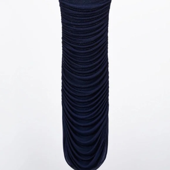Zara navy blue Ruched Strapless dress size S - Picture 4 of 6